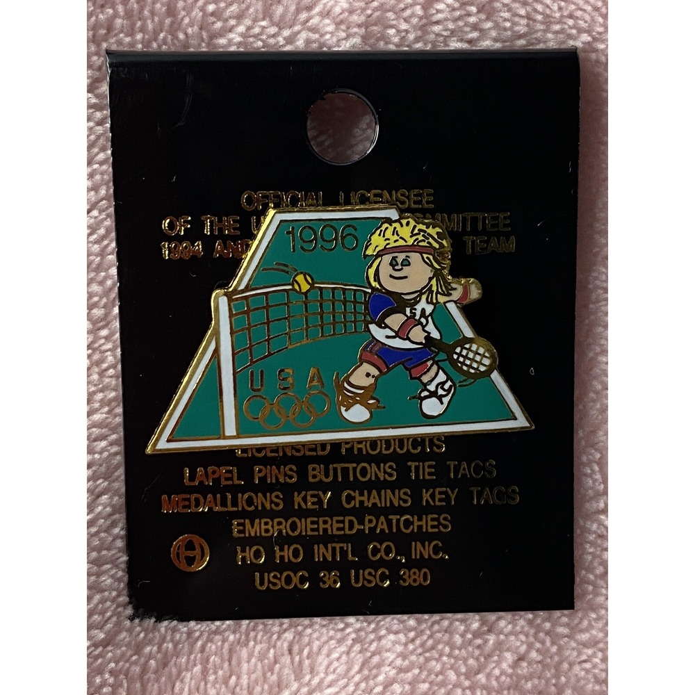 Tennis Olympic Pin ~ 1996 Atlanta ~ Olympic Kids~ Enamel Over Metal USA Team New